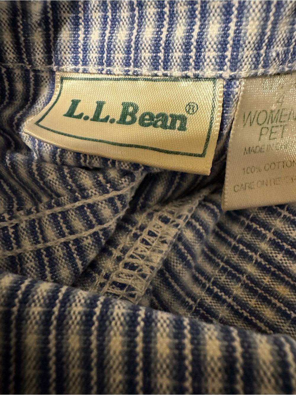 L.L. Bean Women's Blue and White Striped Jeans